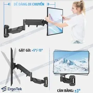 Giá Treo Tivi Xoay Ergotek E888 Piston Khí Nén (34-55 inch) - ảnh 4