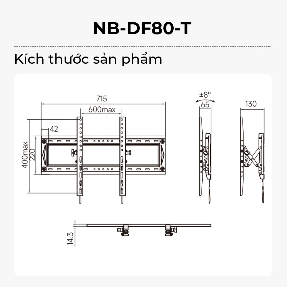 Giá Treo Tivi Nghiêng Gật Gù DF80T 55-90 inch - ảnh 8