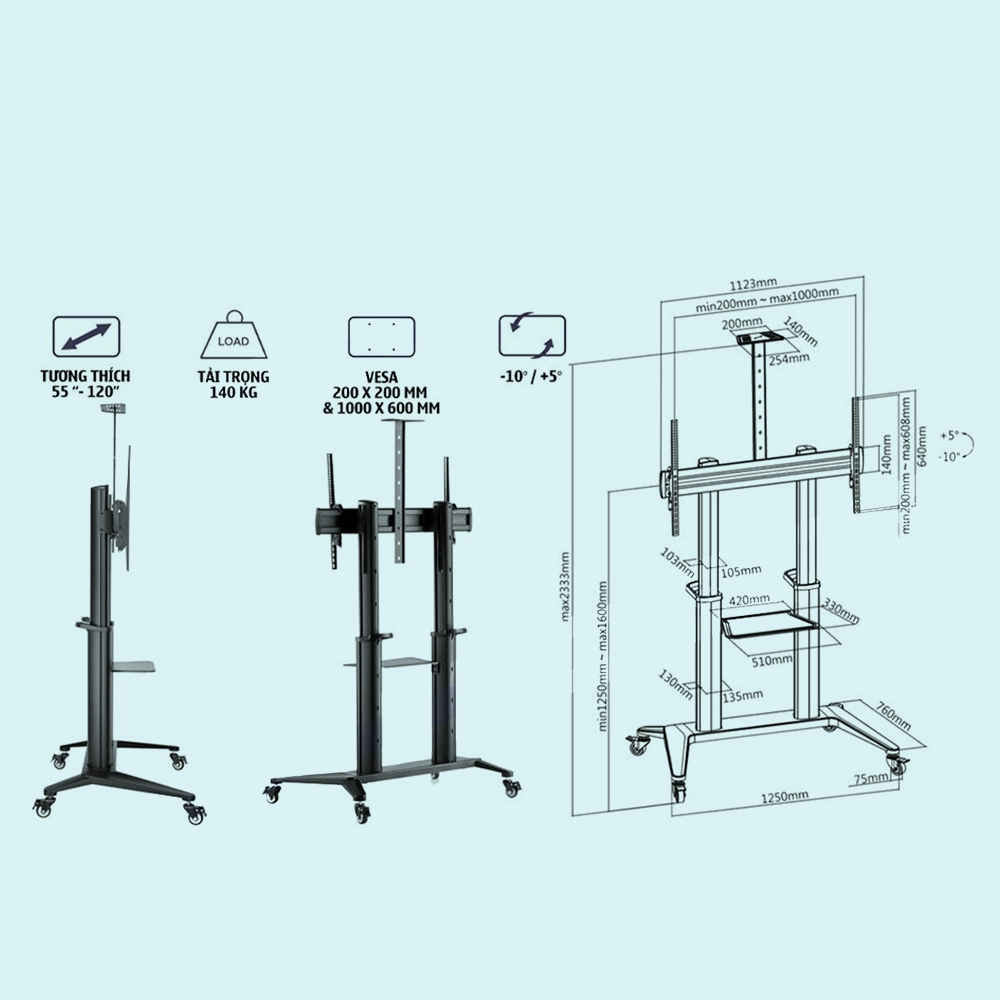 Giá treo Di Động Egrotek E2800 55-120 inch - ảnh 6