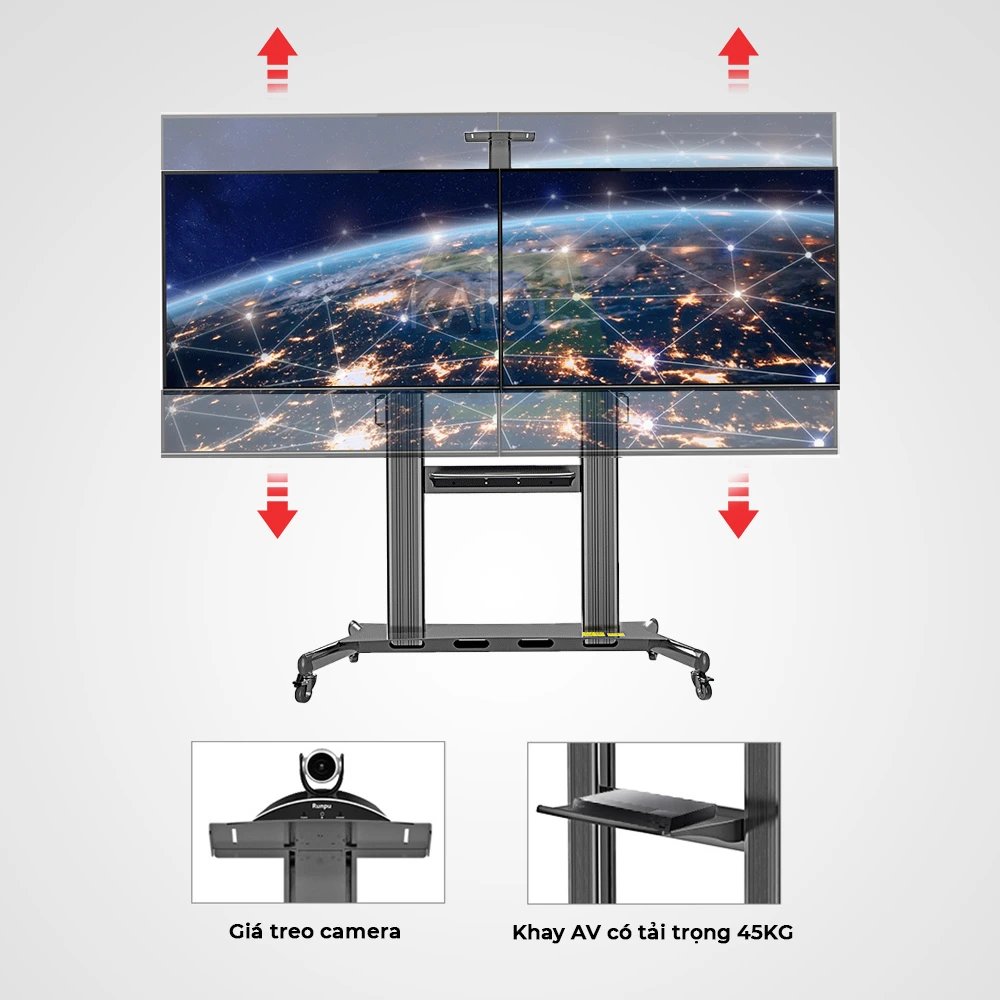 Giá Treo 2 Tivi Di Động Kaloc AF200 32-65 inch - ảnh 3