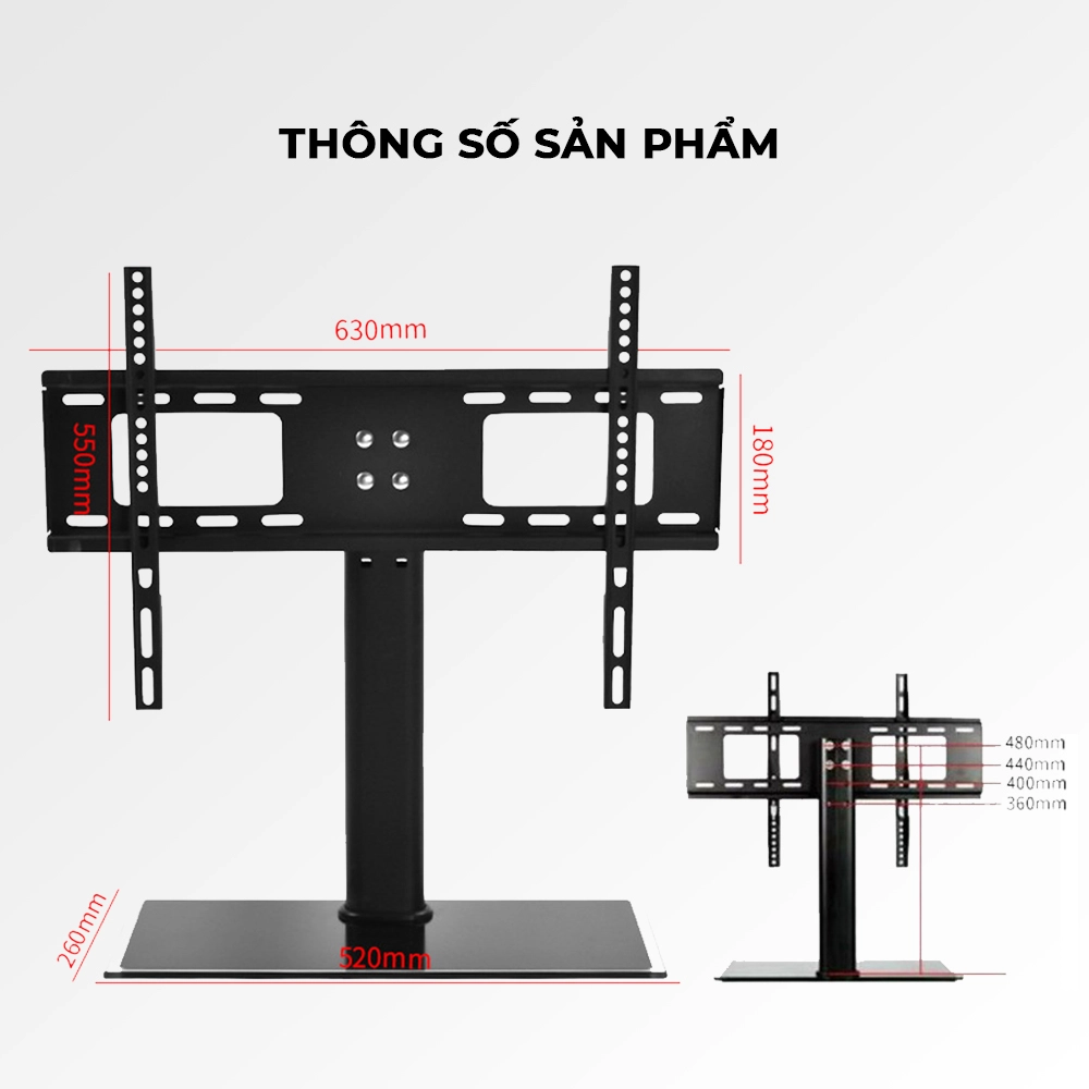 Giá Đỡ Tivi Để Bàn 32-55 inch - Kính Cường Lực (1 Cột) - ảnh 3