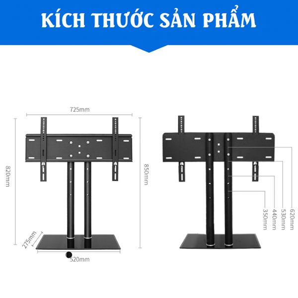 Giá Đỡ Tivi Để Bàn 37-75 inch - Kính Cường Lực (2 Cột) - ảnh 7