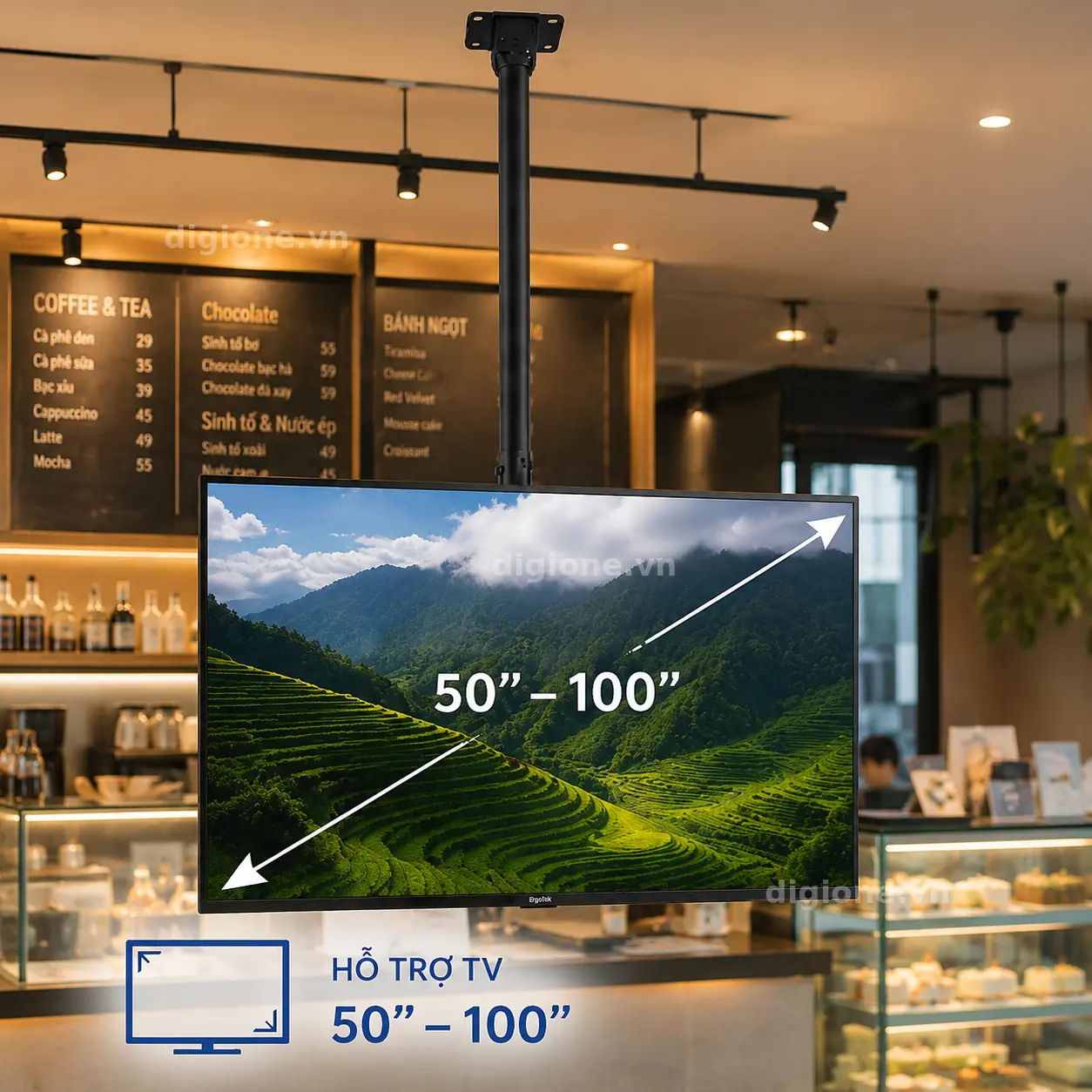 Giá Treo Tivi Nghiêng Thả Trần Egroteck E565 50-100 inch