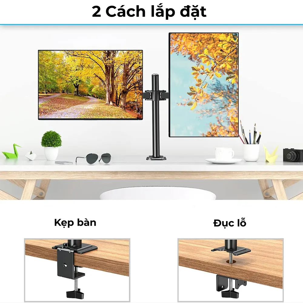 Giá Treo 2 Màn Hình Kẹp Bàn M052 (17-27 inch) - ảnh 9